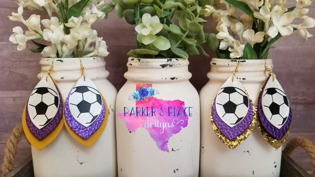 Soccer Leaf Glitter Earrings