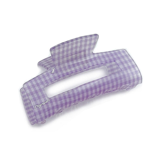 Acrylic Gingham Hair Claw Clip purple