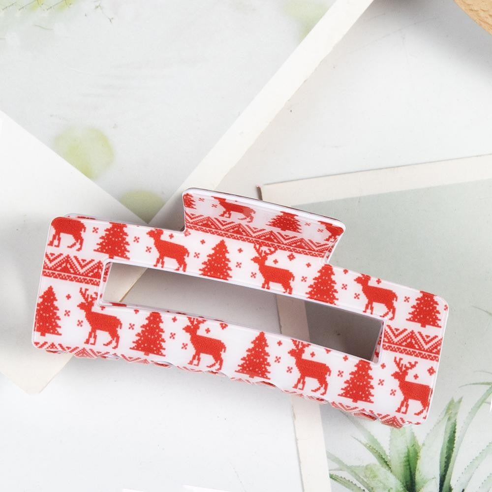 Christmas Tree & Deer Hair Claw Clip