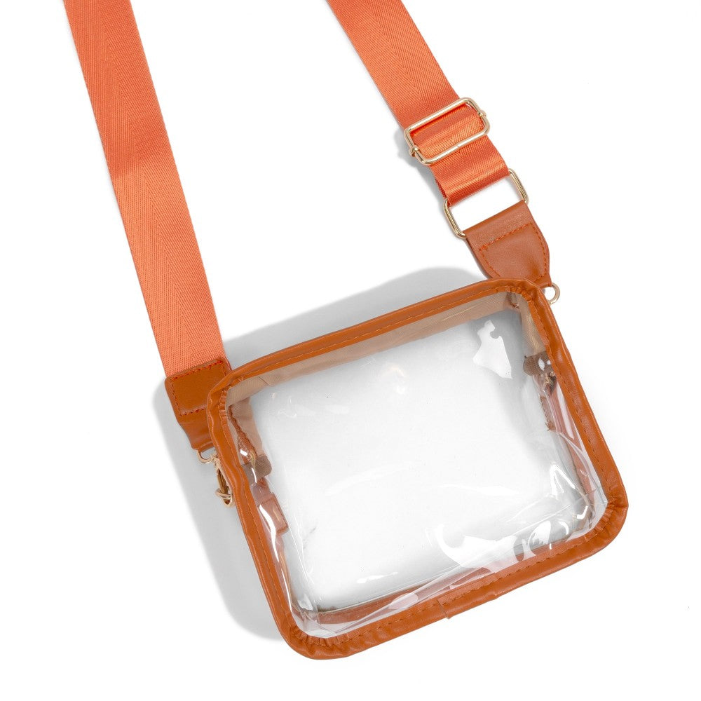 Burnt Orange Clear Crossbody Bag