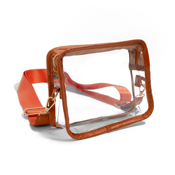Burnt Orange Clear Crossbody Bag