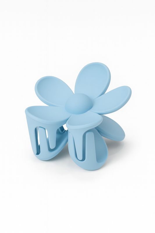 Light Blue Matte Flower Claw Hair Clip