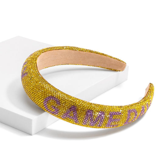Rhinestone Cushion Headband Yellow/Purple