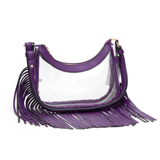 Clear Crossbody Bag With Fringe Purple