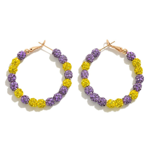 Rhinestone Beaded Hoop Earrings