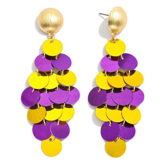 Linked Game Day Sequins Tassel Drop Earrings