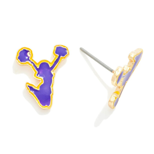 Enamel and Metal Cheerleader Stud Earrings