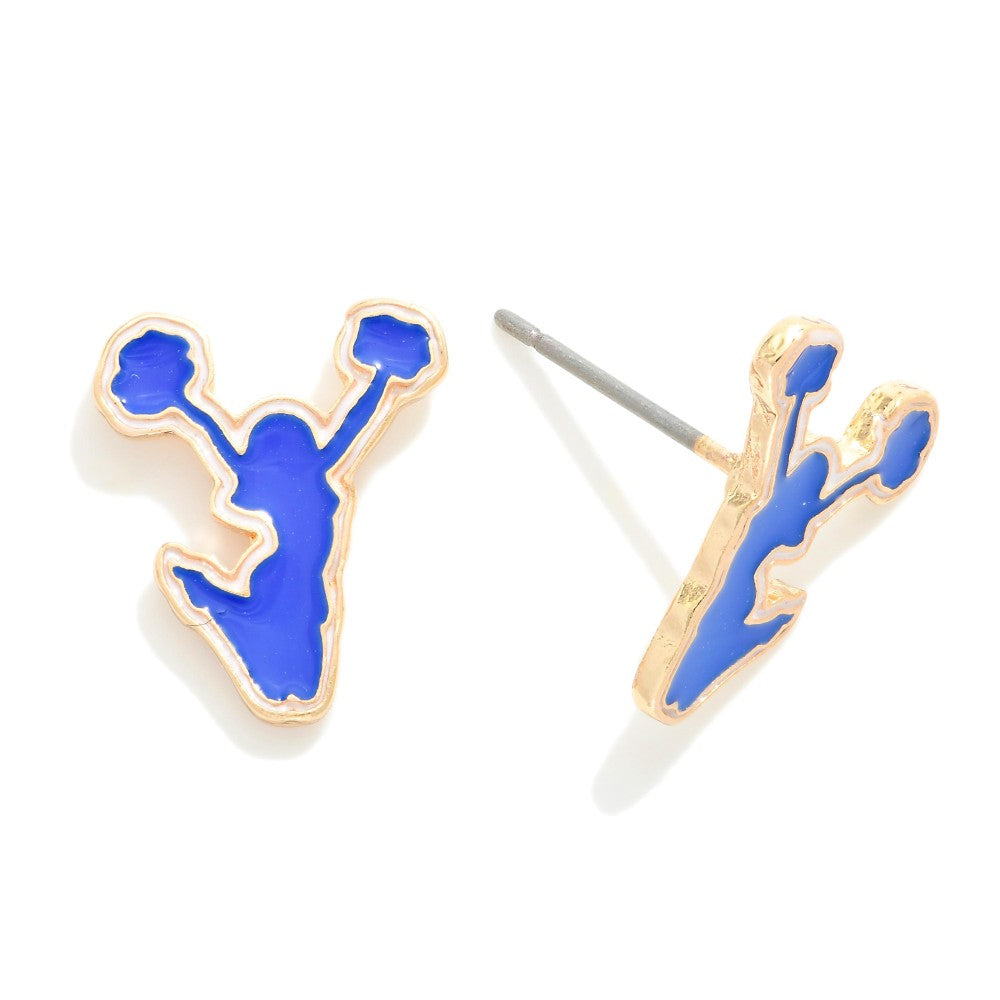 Enamel and Metal Cheerleader Stud Earrings