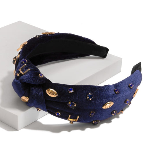 Enameled Footballs Headband /navy