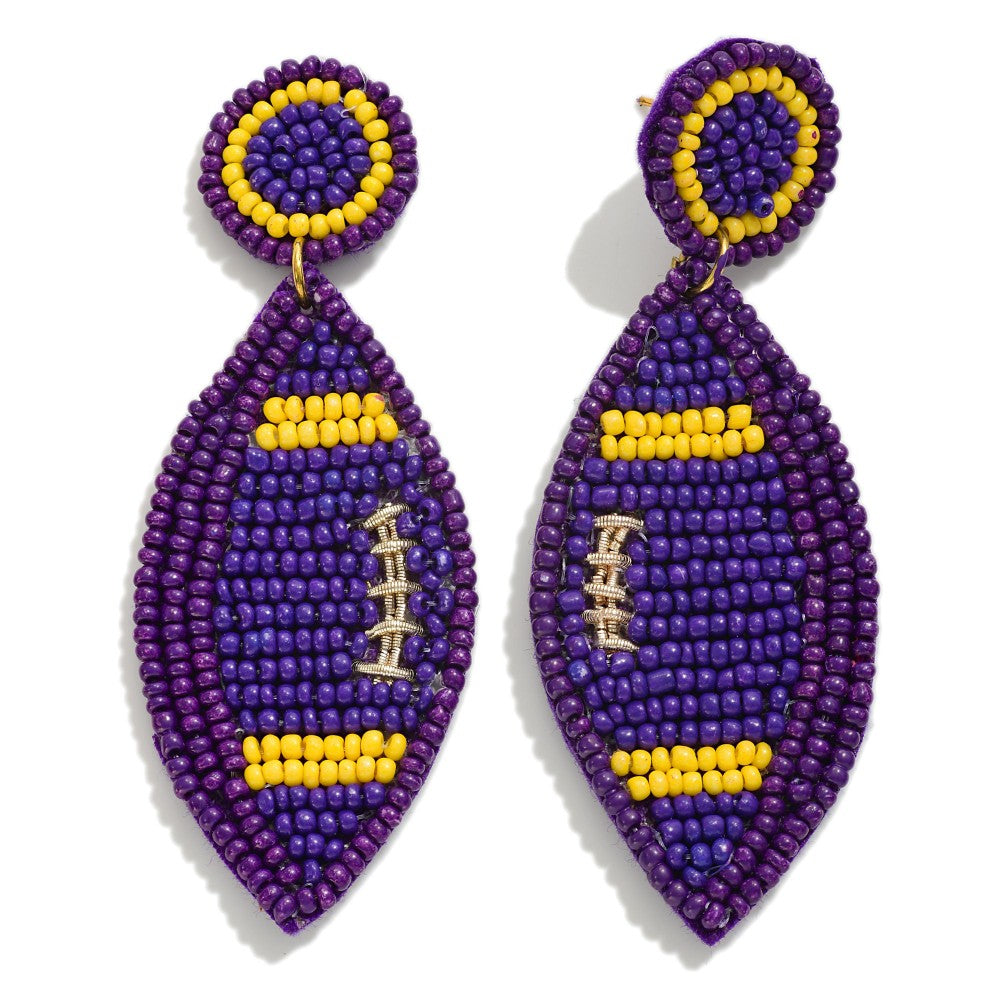 Seed Beaded Football Drop Earring