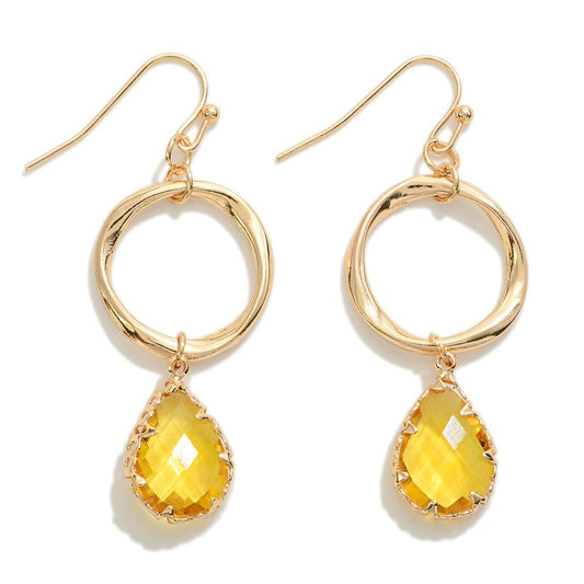 Oval Drop Earring With Teardrop Glass Crystal Detail