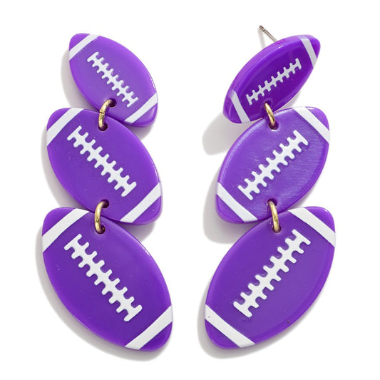 Football Drop Earrings/PURPLE