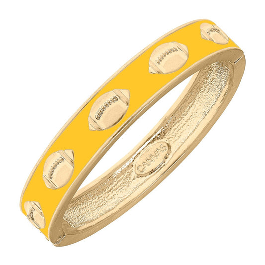 Gold Tone Football Hinged Bangle Bracelet