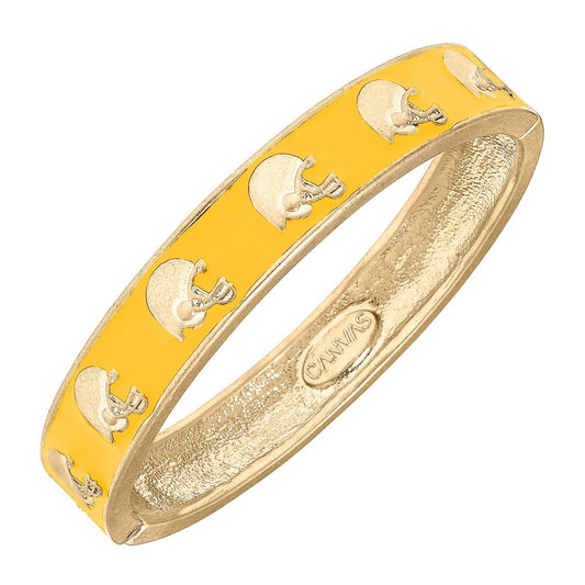 Gold Tone Football Helmet Hinged Bangle Bracelet