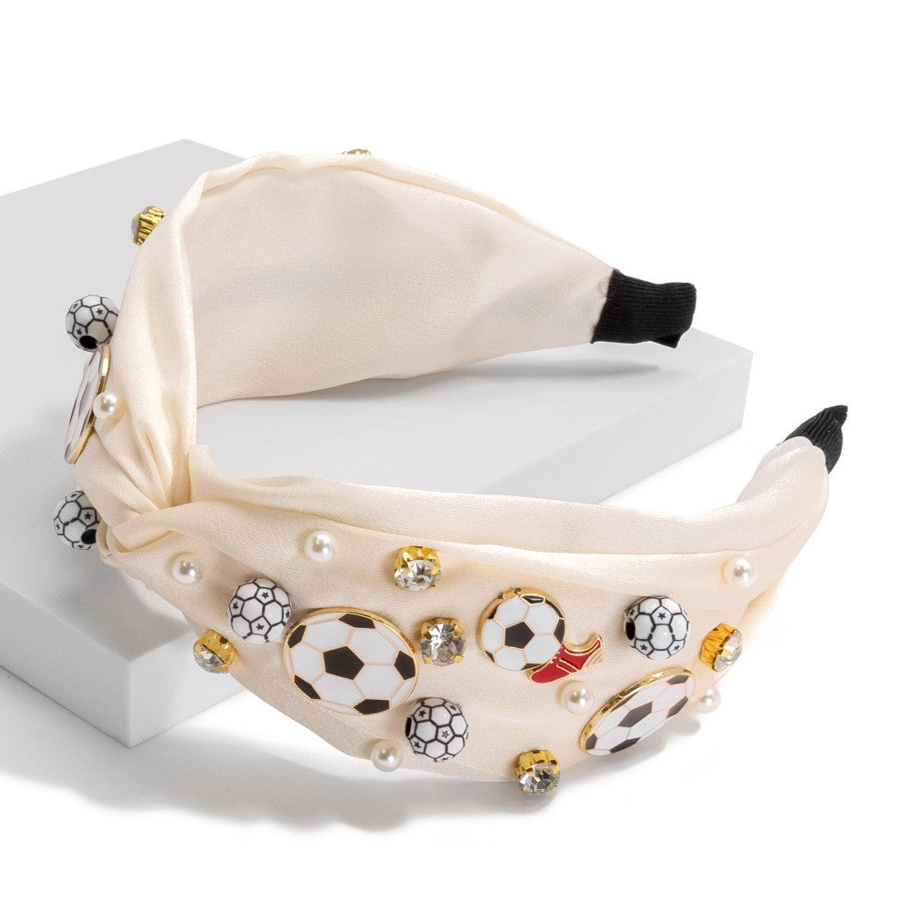 Soccer With Pearl and Rhinestone Headband