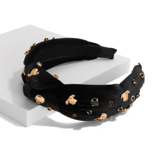 Velvet  Headband Rhinestone/ Black