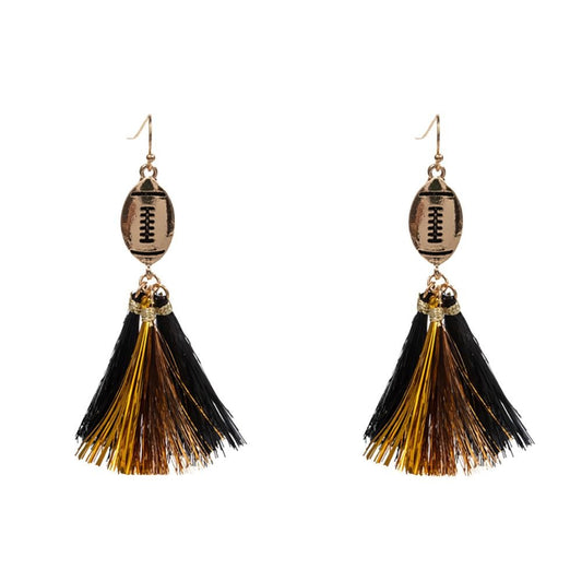Football Drop Tassel Dangles Earrings