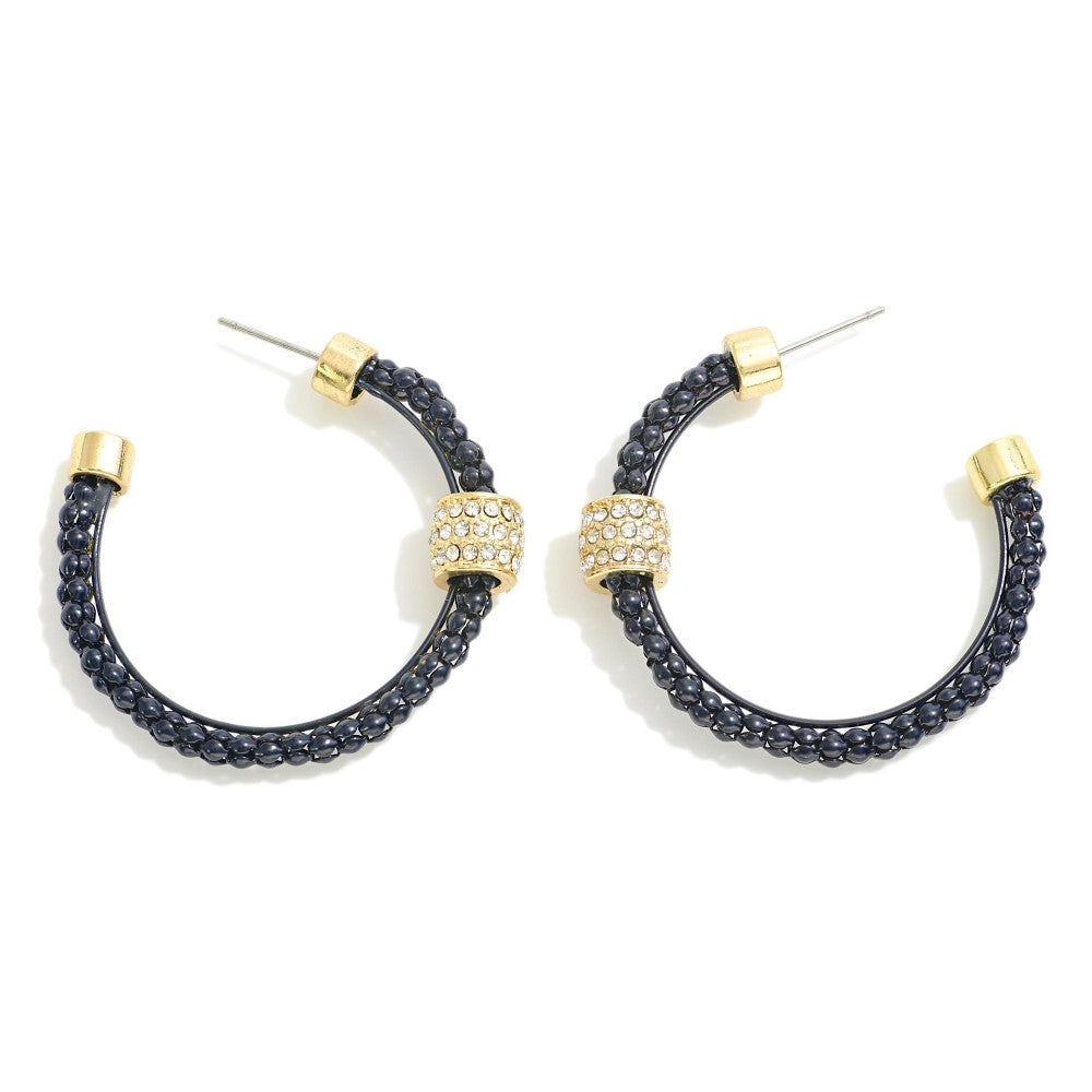 Cable Braid Hoop with Pave Station Navy