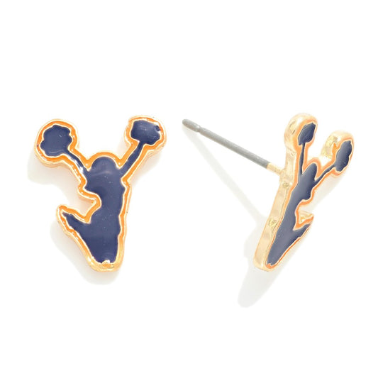 Enamel and Metal Cheerleader Stud Earrings