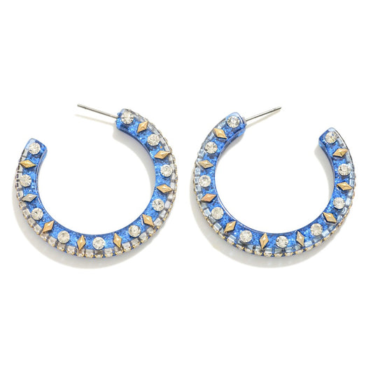Rhinestone Earrings Blue