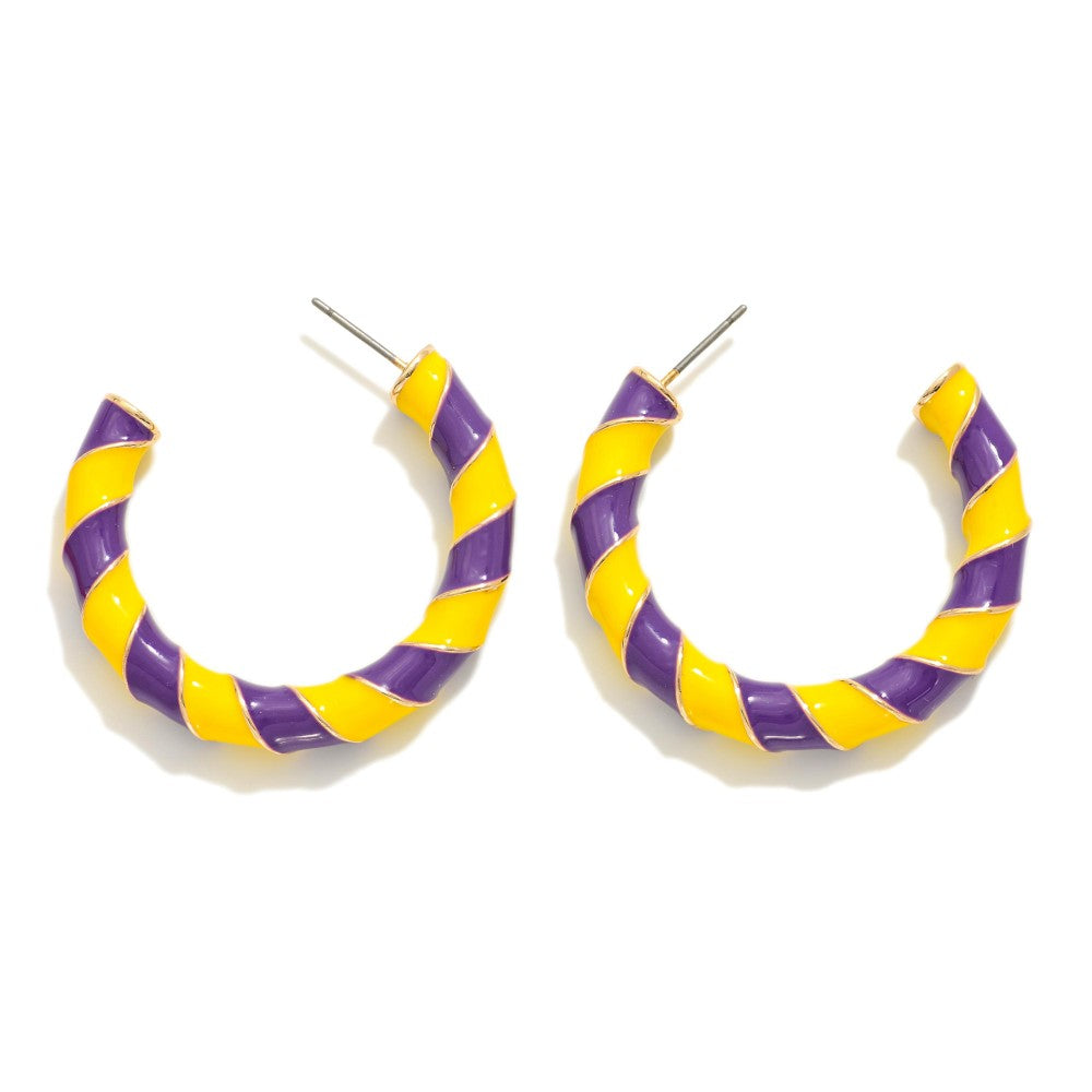 Spiral Stripe Metal Hoop Earrings  P/Y