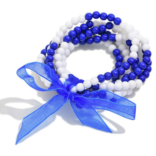 Beaded Stretch Bracelets With Bow Detail