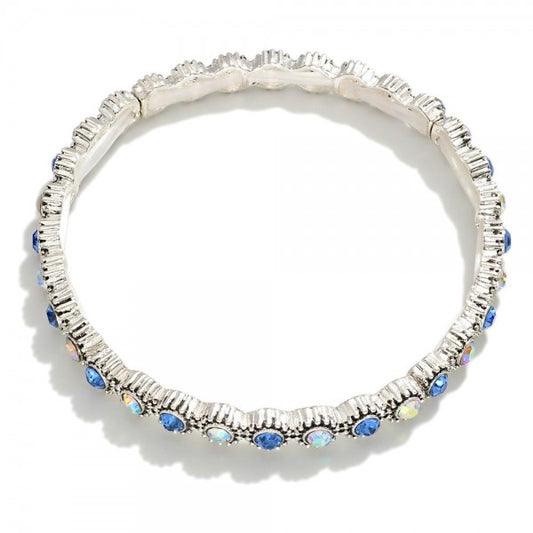 Rhinestone Studded Stretch Bracelet  Blue