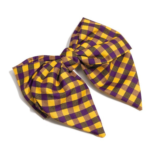 Checkered Plaid Game Day Clip-in Hair Bow