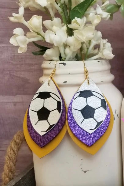 Soccer Leaf Glitter Earrings