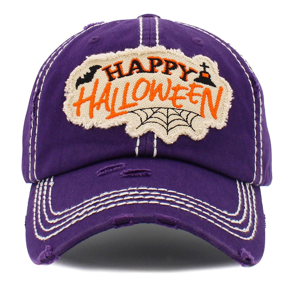 Vintage Distressed Happy Halloween Patch Hat