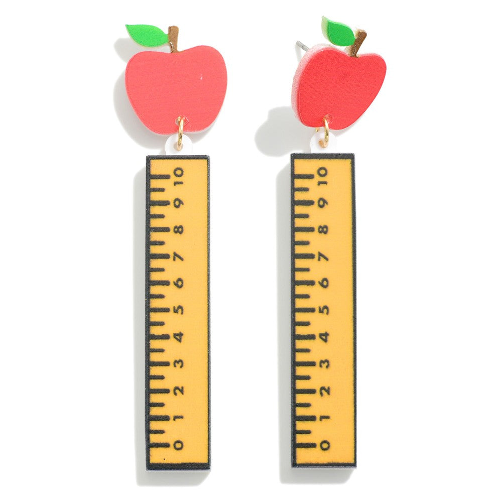 Ruler and Apple Drop Earrings