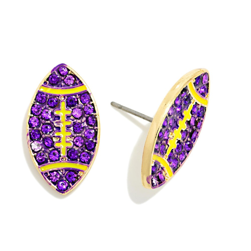 Rhinestone Football Stud Earring