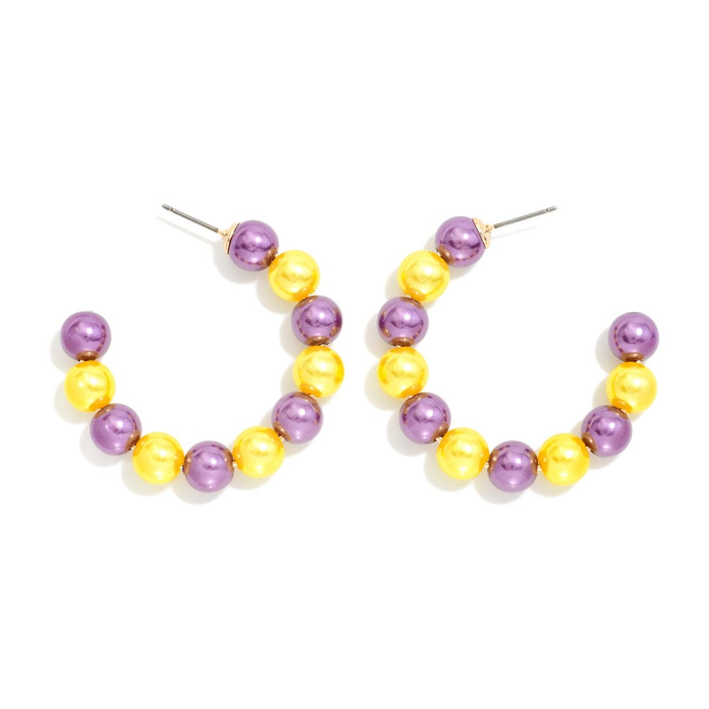 Metallic Beaded Game Day Hoop Earrings