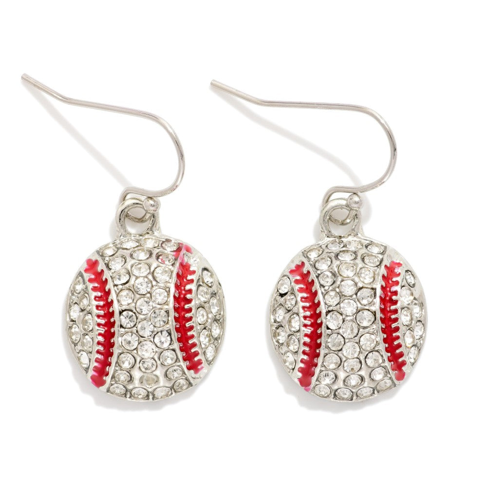 Rhinestone Baseball earrings