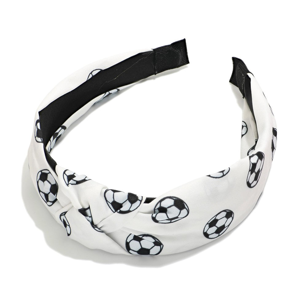 Soccer Ball Print Knotted Headband