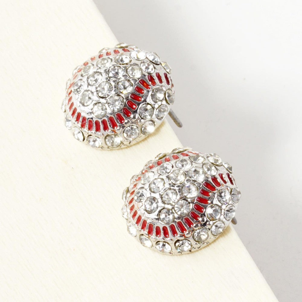 Baseball Pave Rhinestone Earrings