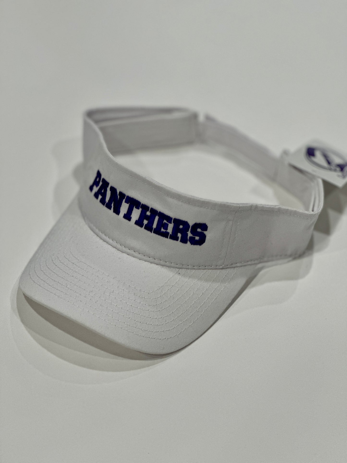 Panthers Visor White W/ Purple Embroidery