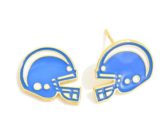 Enamel Coated Gold Dipped Football Helmet  Stud Earrings