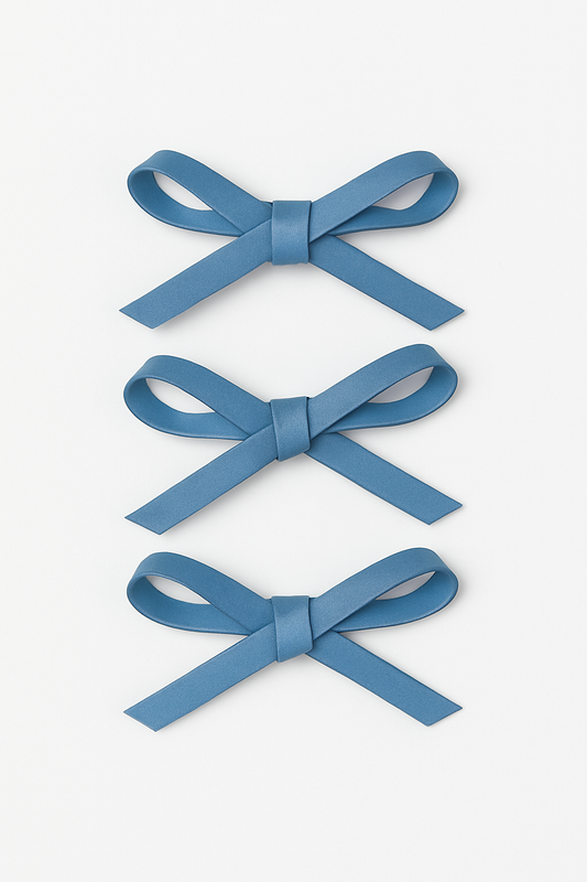 Blue Set Of 3 Clips In Hair Bow