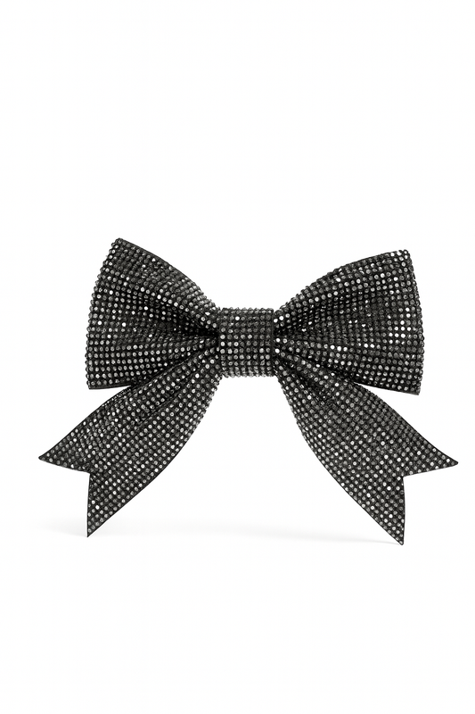 Black Studded Bow Clip