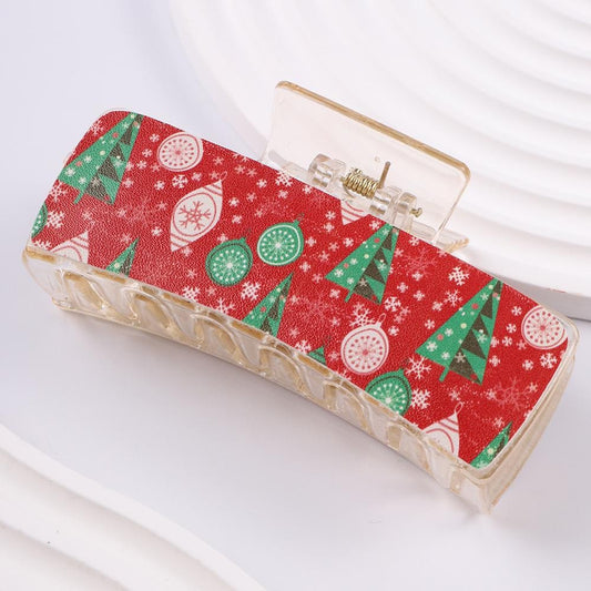 Christmas Print Hair Claw Clip