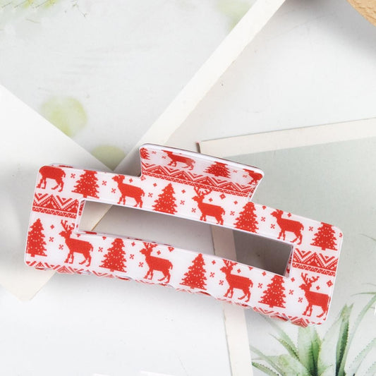 Christmas Tree & Deer Hair Claw Clip
