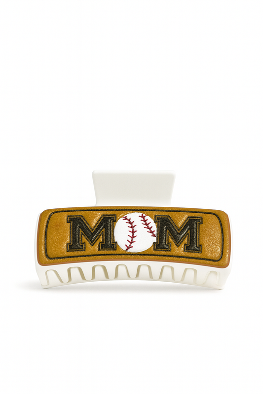 Baseball  Leather Embossed Mom Hair Clip