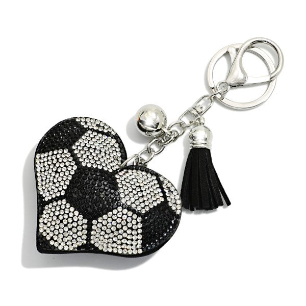 Studded Puffy Sports Ball Heart Keyring