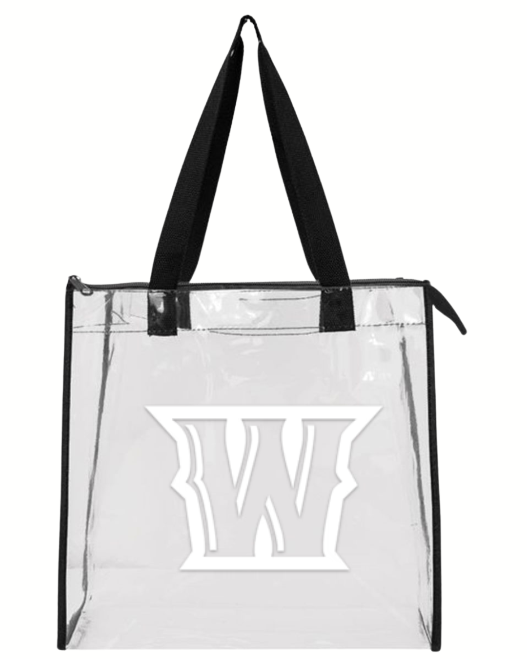 Clear Zippered Tote Black W