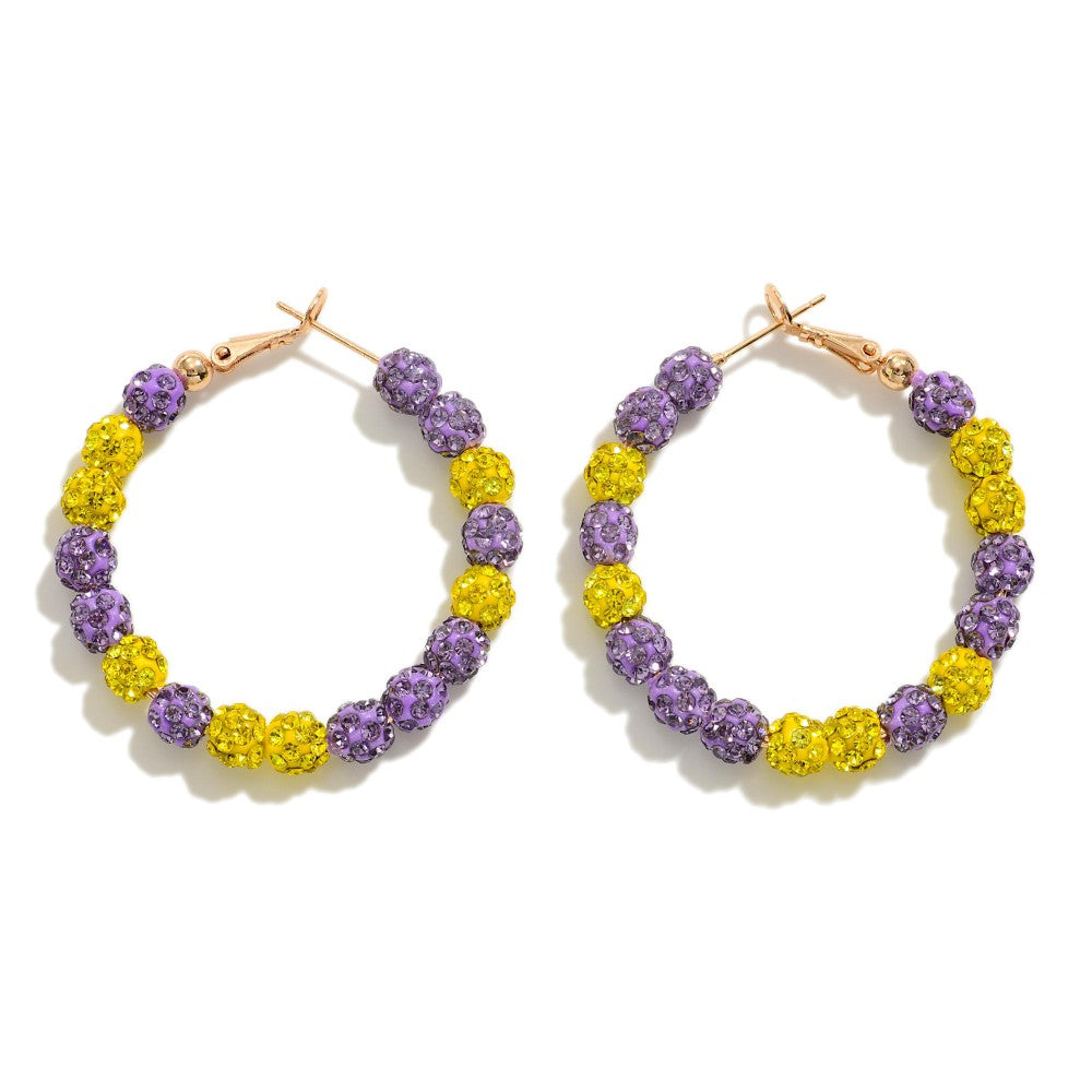Rhinestone Beaded Hoop Earrings