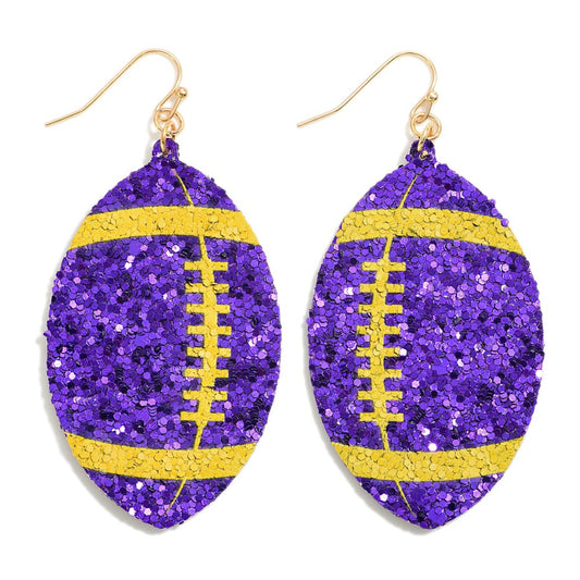 Glitter Football Drop Earrings
