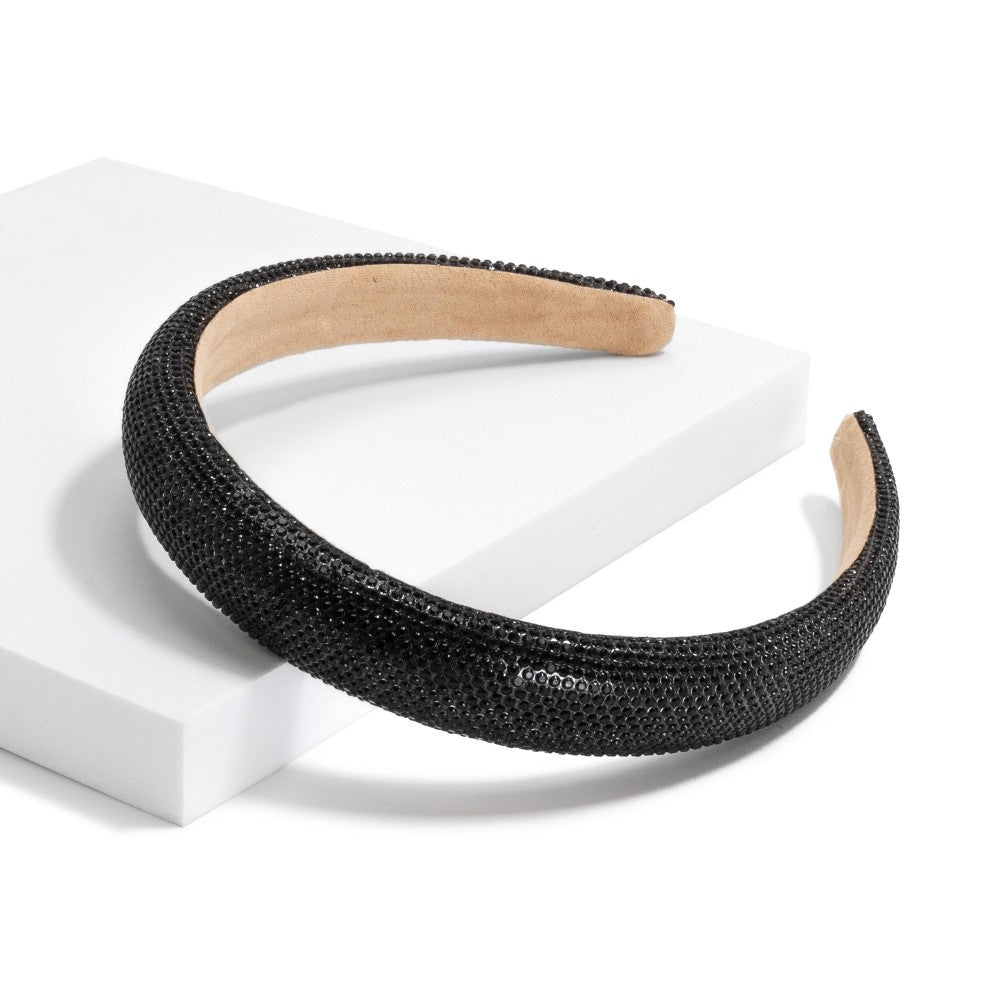 Circular Rhinestone Studded Headband  Black