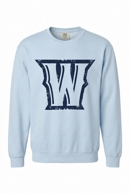 Distressed W Crewneck