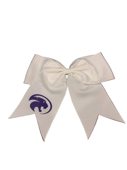 White Cheer Bow Purple Cat Head
